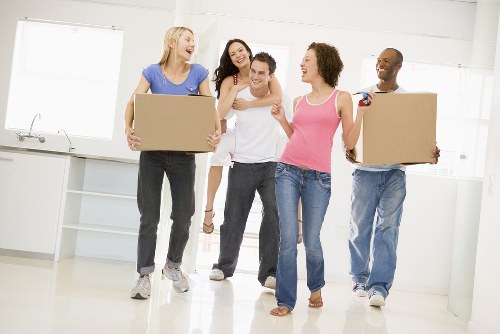 Collection of reusable furniture and boxed goods for charity donation
