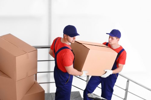 Student removals team packing boxes for a Brookgreen move