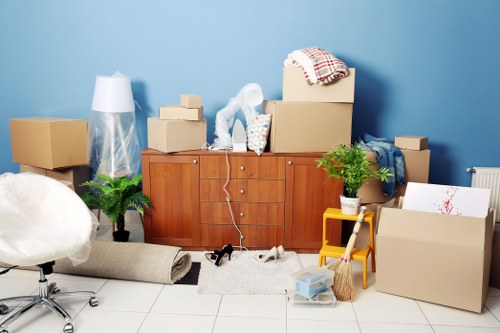 Man and van team preparing equipment safely before a move