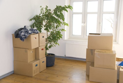 Boxes and furniture prepared for storage in Brookgreen