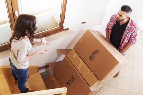Checklist and labeled boxes for a Brookgreen business relocation