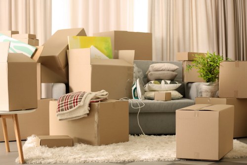 Packed furniture and household items ready for transport