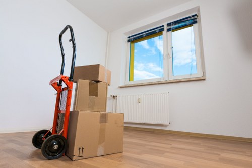Packed student room items ready for collection and delivery
