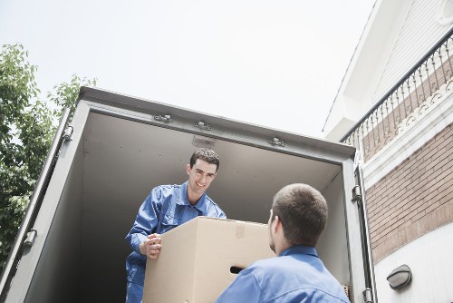 Packed moving boxes and furniture for Brookgreen removals